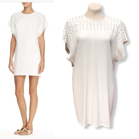 Derek Lam Women’s Short-Sleeve Dress Edgy Grommets White Small - Picture 1 of 15